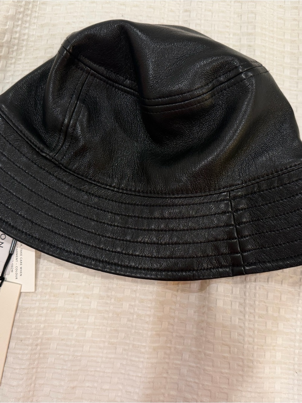 Babaton Black Faux Leather Bucket Hat